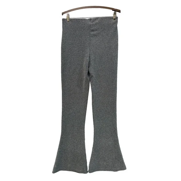 Women's H&M Sliver Metallic Sparkle Flare Leg Pull On Pants Size Medium - Picture 2 of 9